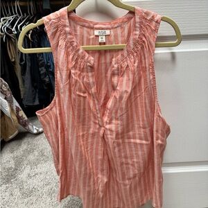 A.N.A Women's Coral Striped Sleeveless Blouse